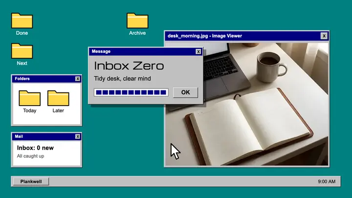 Inbox Zero retro desktop thumbnail template
