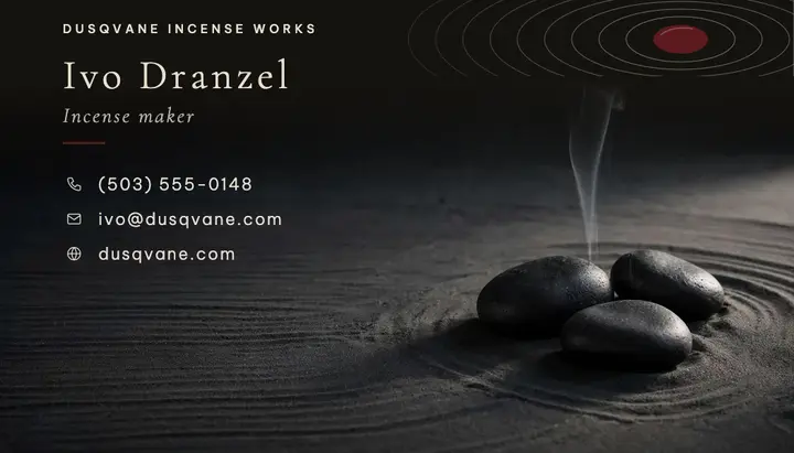 Dusqvane incense maker zen goth business card template