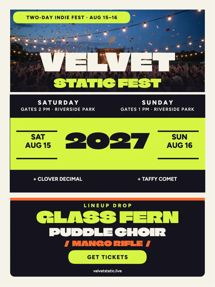 Velvet Static Fest indie lineup portrait template