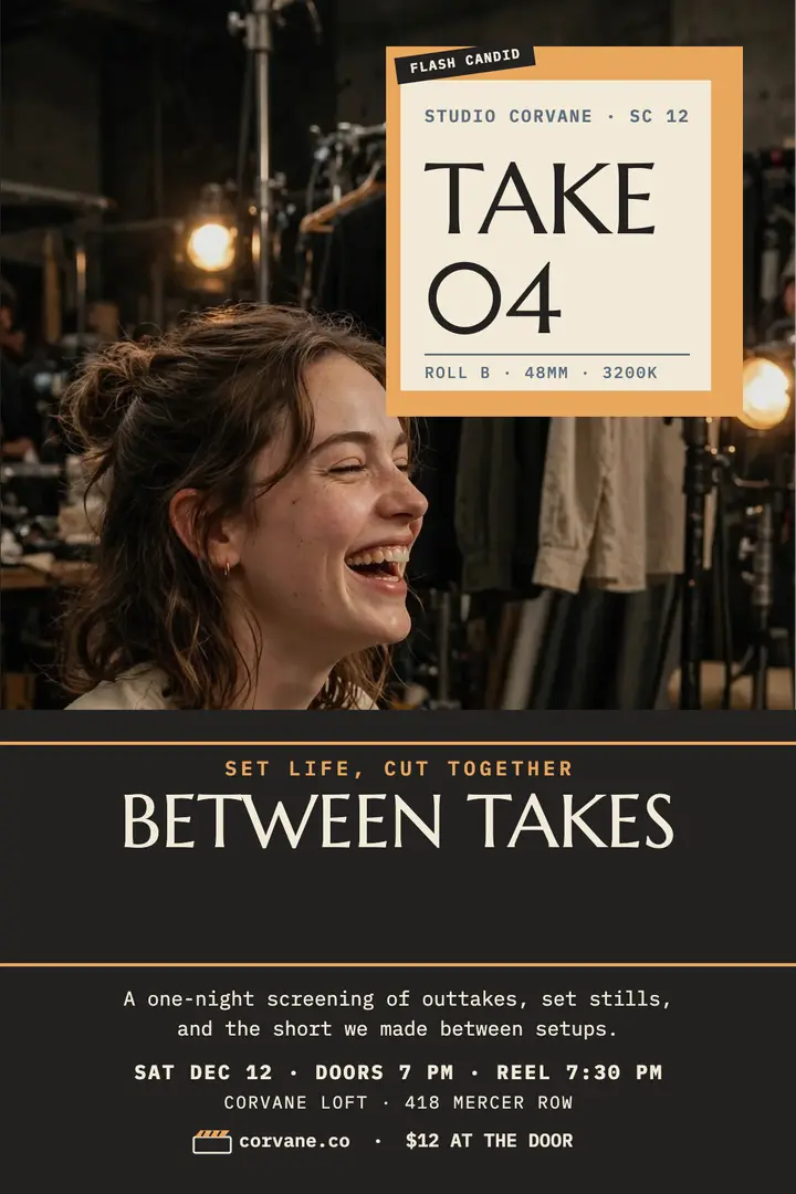 Between takes indie screening poster template