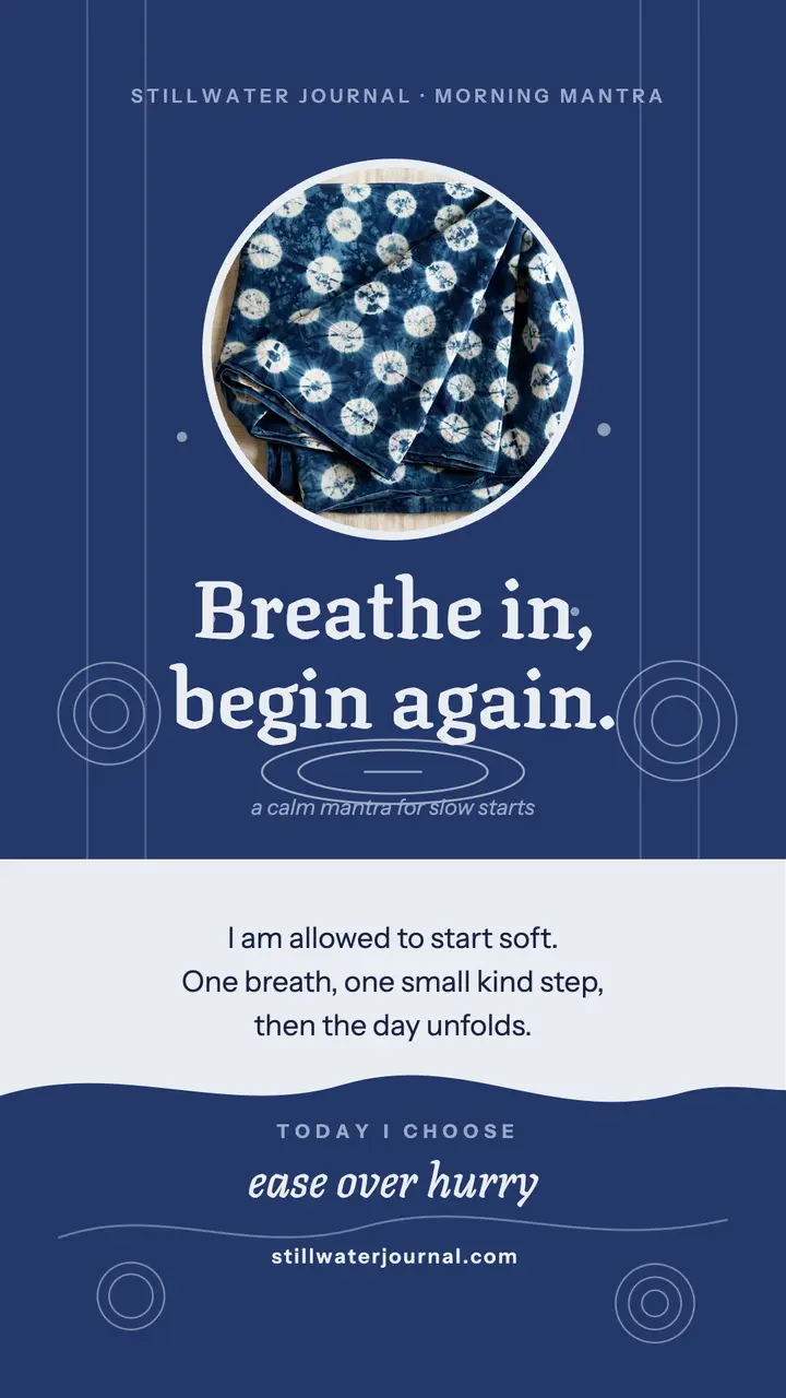 Stillwater calm morning affirmation story template
