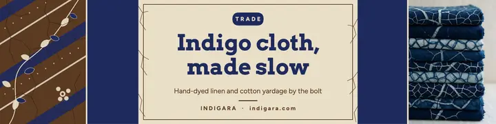 Indigara hand-dyed indigo cloth LinkedIn banner template