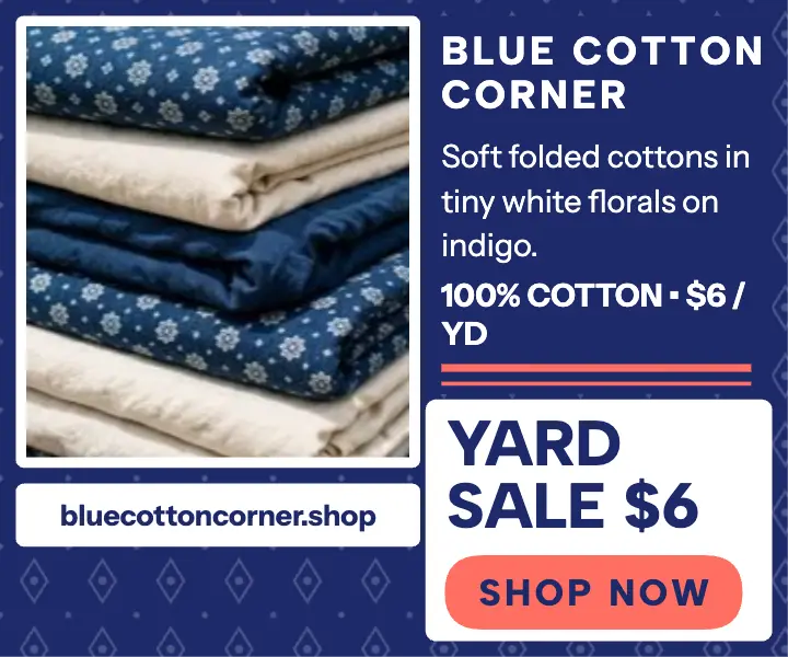 Blue Cotton Corner shweshwe sale ad template
