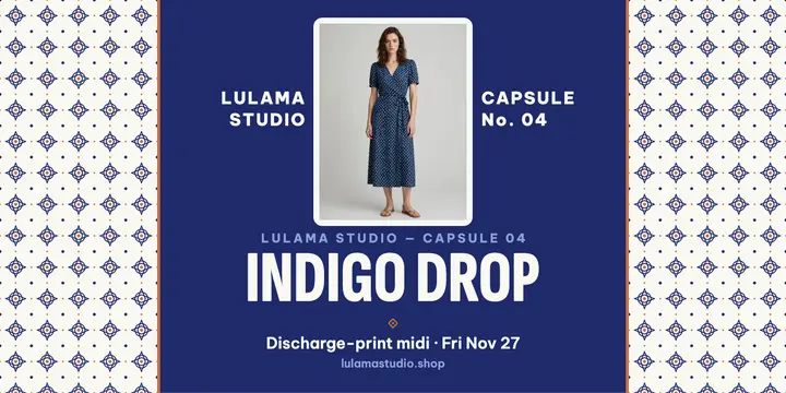 Lulama indigo dress drop post template