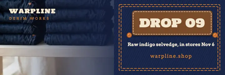 Warpline raw denim drop header template
