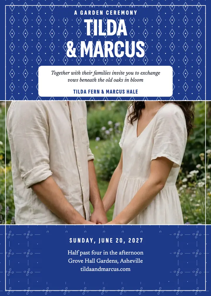 Tilda and Marcus garden invitation template
