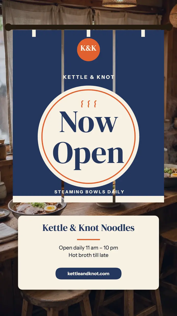 Kettle and Knot ramen noren opening story template