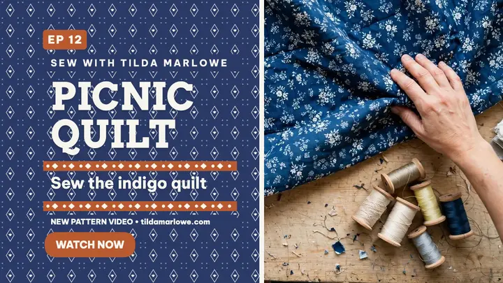 Indigo picnic quilt sew-along thumbnail template