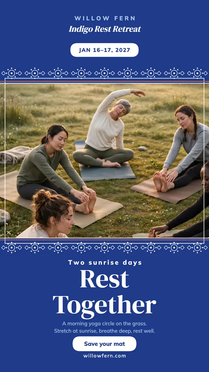 Indigo Rest Retreat yoga story template