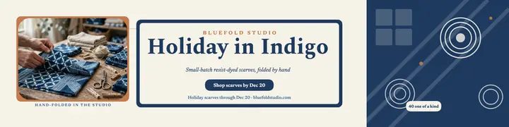 Bluefold holiday scarves indigo banner template
