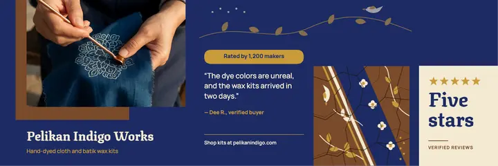 Pelikan Indigo Works five-star review header: customer review header template