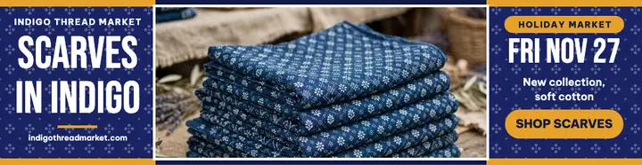 Indigo Thread Market scarf billboard template
