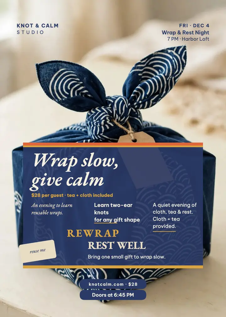 Knot and Calm furoshiki night invitation template