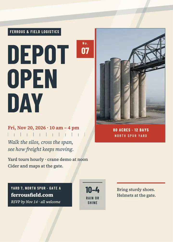 Ferrous depot open day invitation template