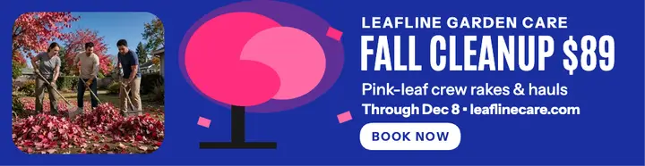 Leafline fall cleanup billboard, pink crew: leaf cleanup billboard template