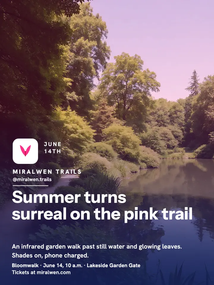 Miralwen surreal pink trail walk post: garden trail post template