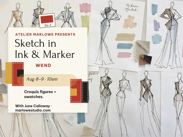 Ink croquis weekend workshop slide: fashion workshop slide template