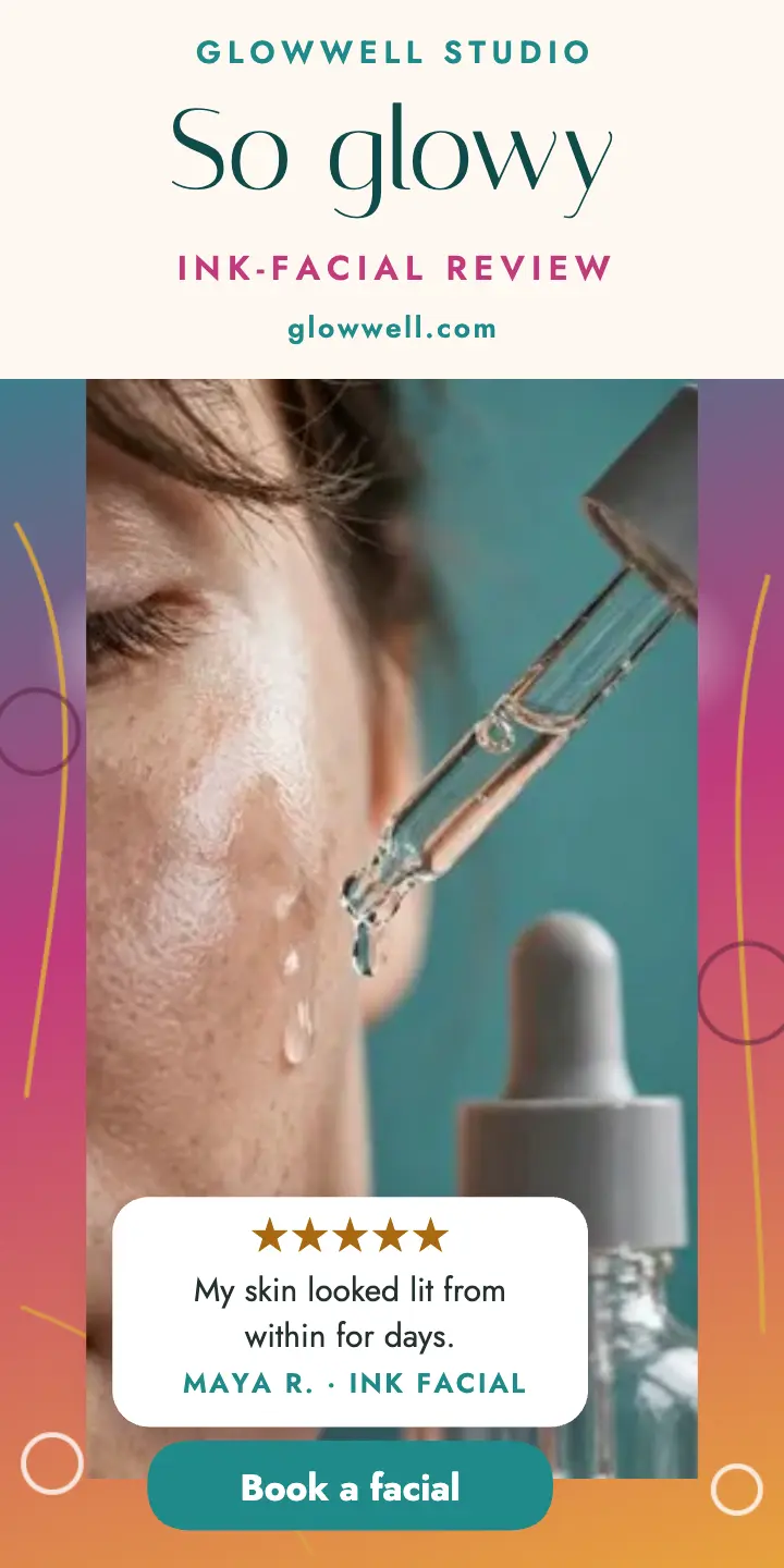 Glowwell ink-facial review half page ad template