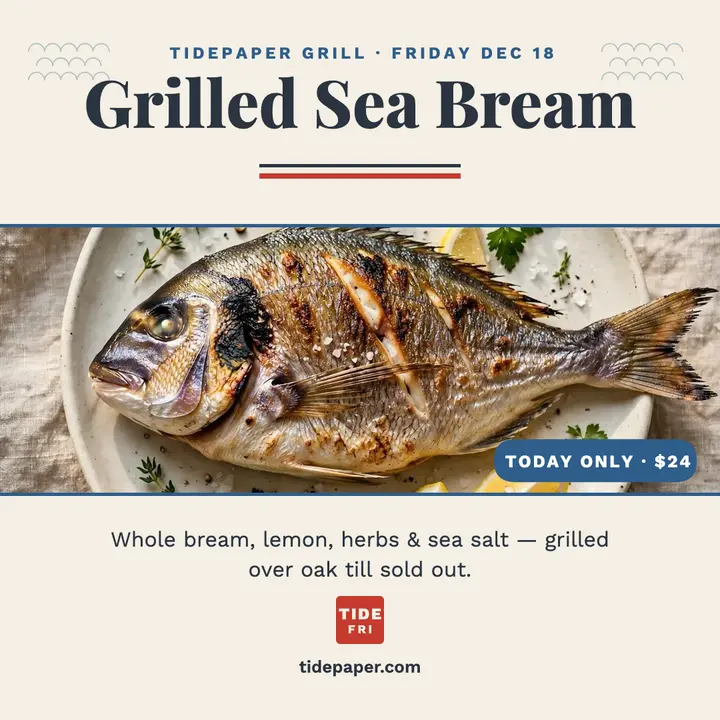 Tidepaper Grill daily catch post template
