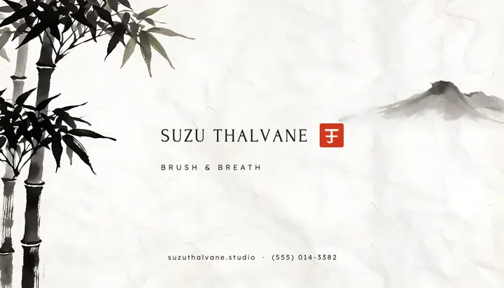 Suzu Thalvane ink meditation business card template