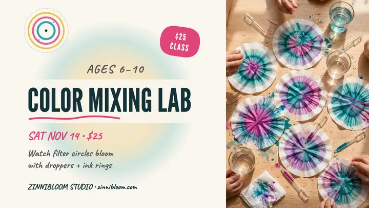 Zinnibloom color mixing lab class thumbnail template