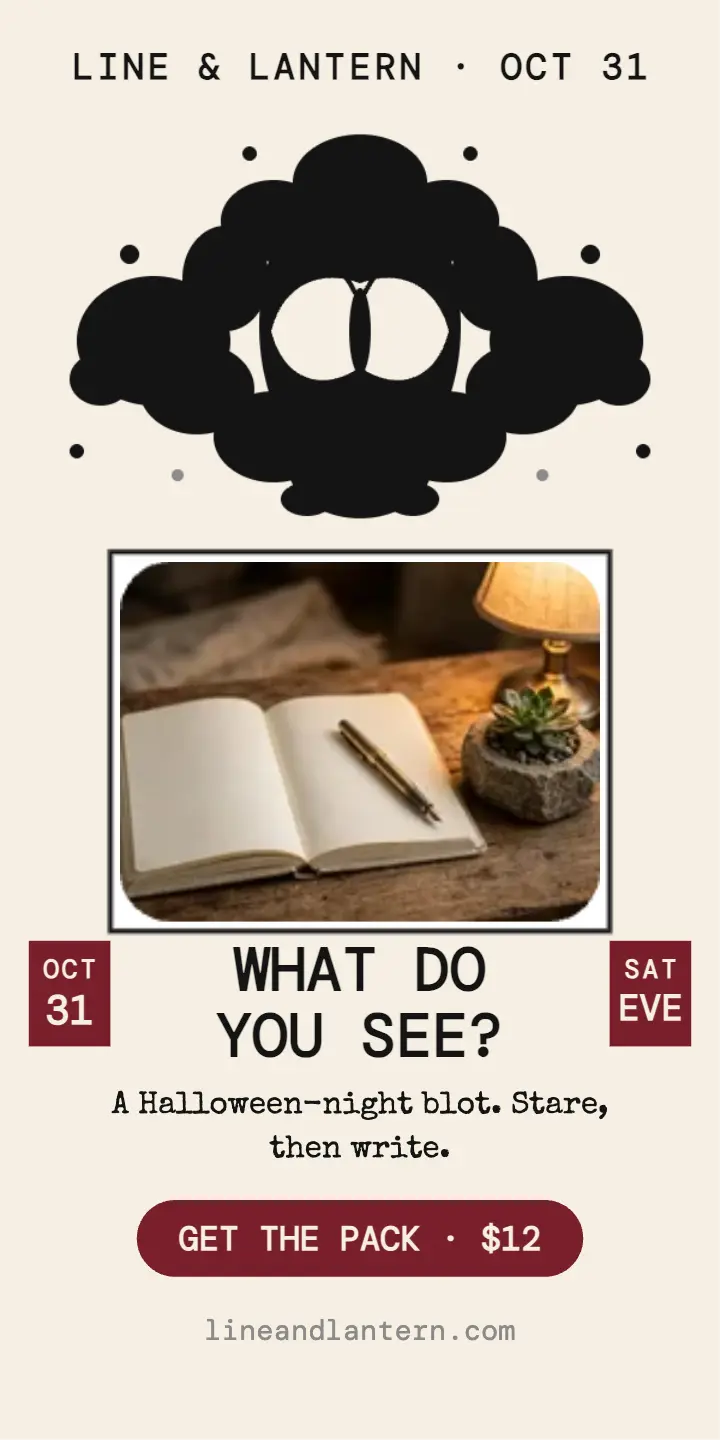 Line and Lantern Halloween journal prompt ad template