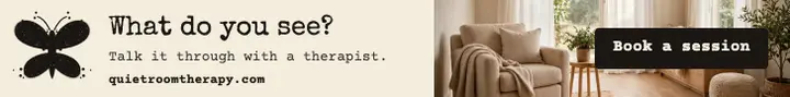 Quiet Room therapy ad: therapy practice leaderboard ad template
