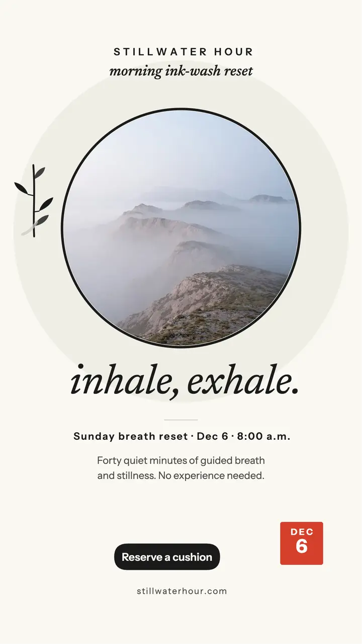 Stillwater Hour morning breath reset story template