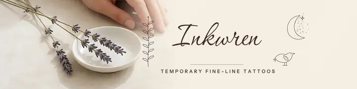 Inkwren temporary tattoos Etsy banner: etsy shop banner tattoo template
