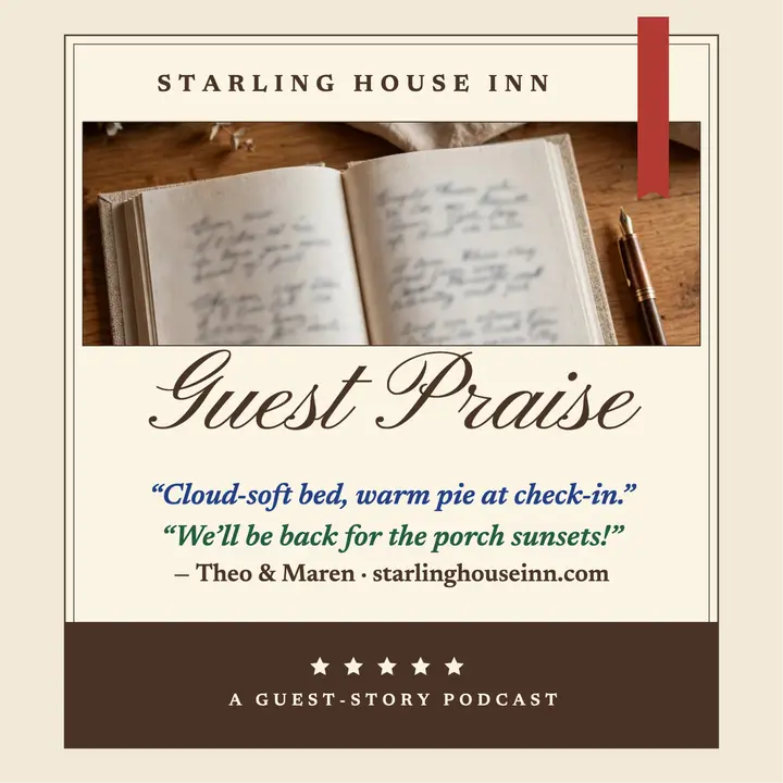 Starling House Inn guest praise cover: reviews podcast cover template