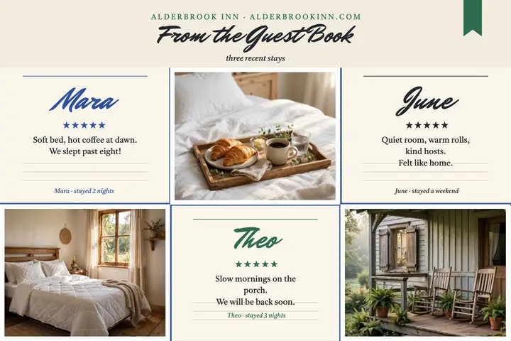 Alderbrook Inn guest book trio postcard template