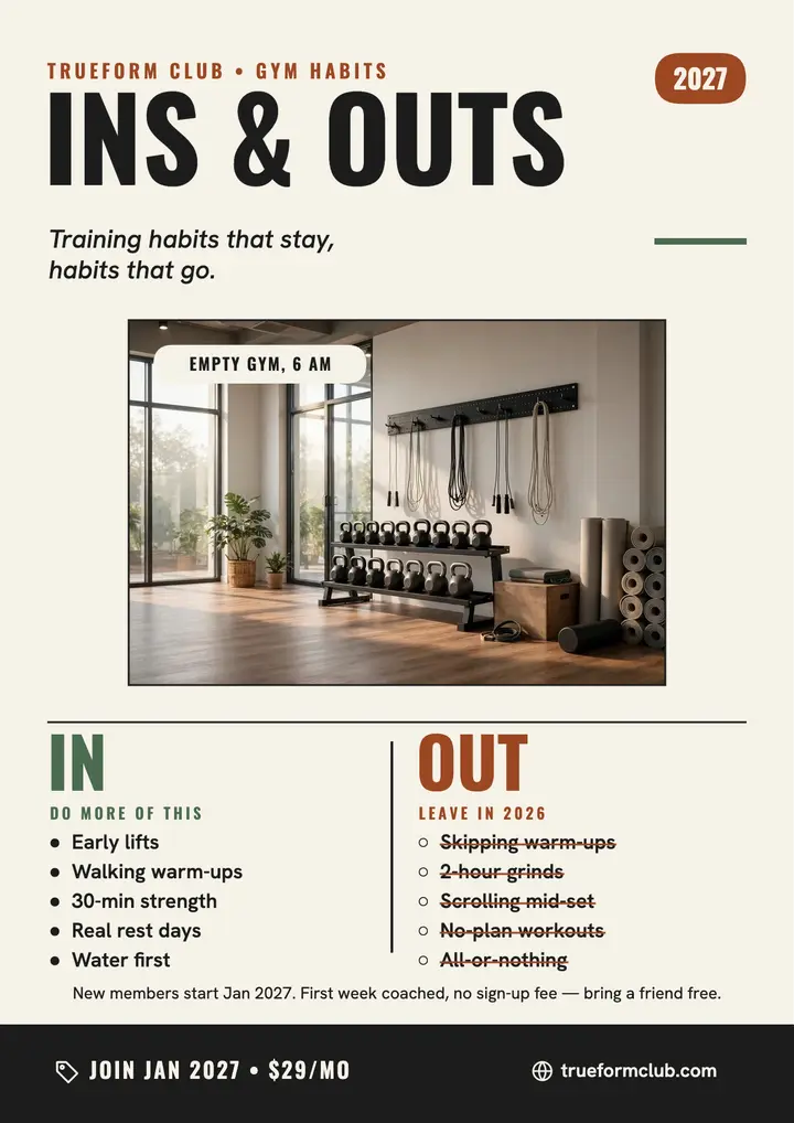 Trueform Club ins and outs gym flyer template