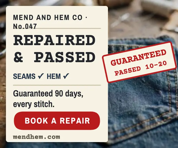 Mend and Hem denim repair guarantee ad template