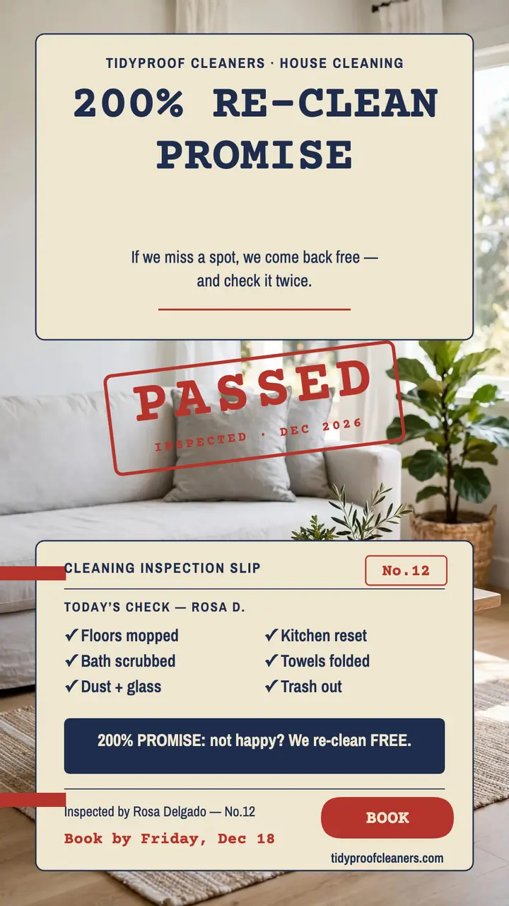 Tidyproof cleaning inspection slip story template