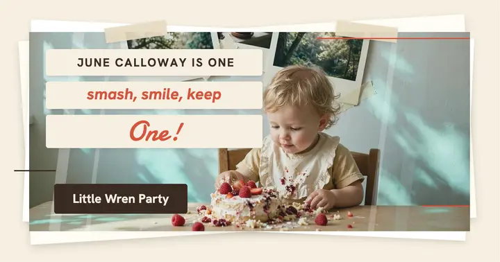 June's first birthday cake prints post template