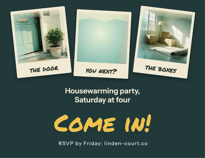 Come in housewarming prints: housewarming party flyer template