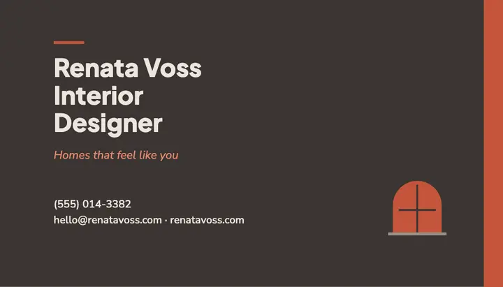 Warm gray and brick interior designer business card template