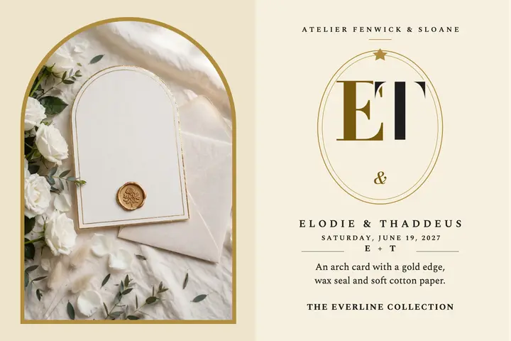 Everline monogram suite postcard, Fenwick and Sloane template