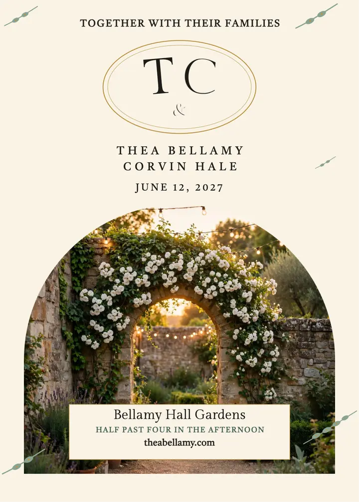 Interlocked initials cream wedding invitation template
