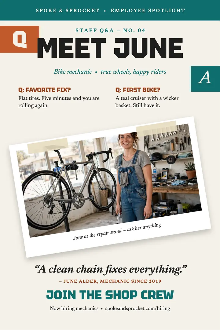 Spoke and Sprocket mechanic spotlight poster template
