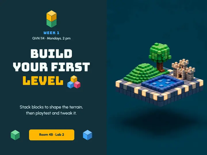 Build your first level game design course slide template