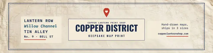 Copper District keepsake map banner: map print shop banner template