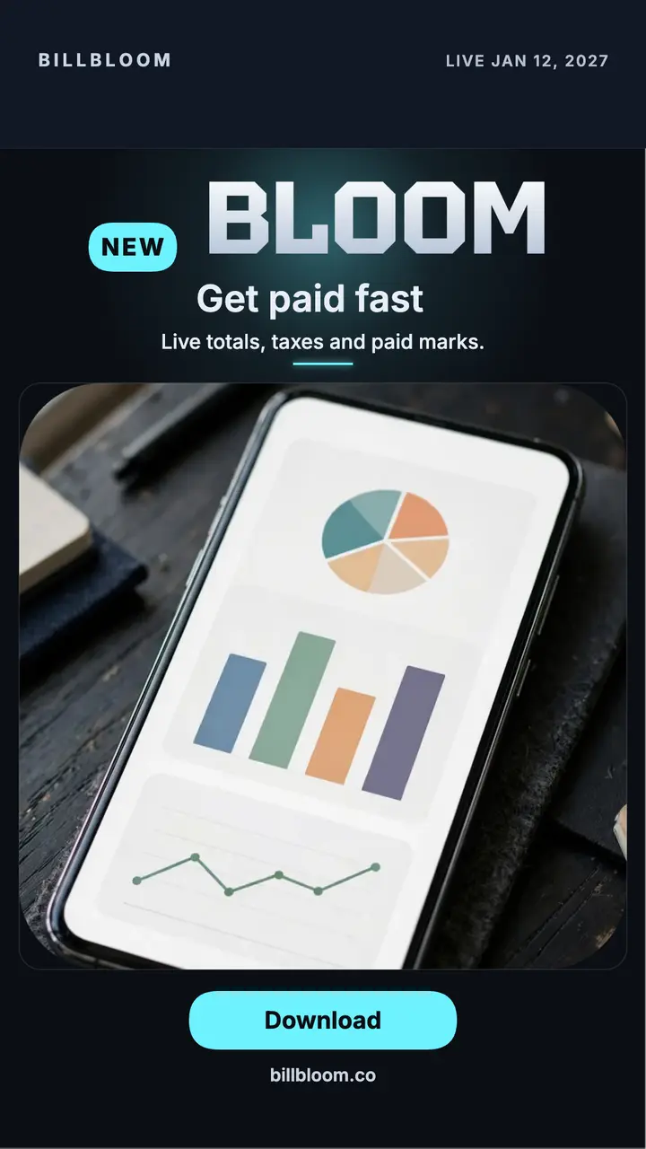 Billbloom invoicing app launch story template