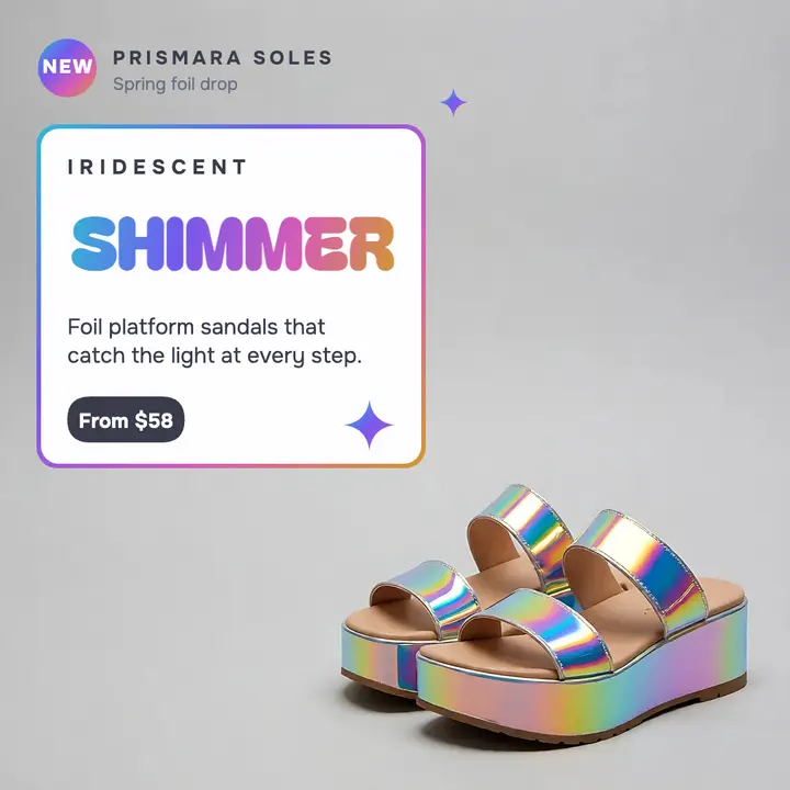 Prismara Soles holographic sandals post template