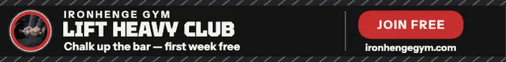 Ironhenge barbell club leaderboard ad: gym leaderboard ad template