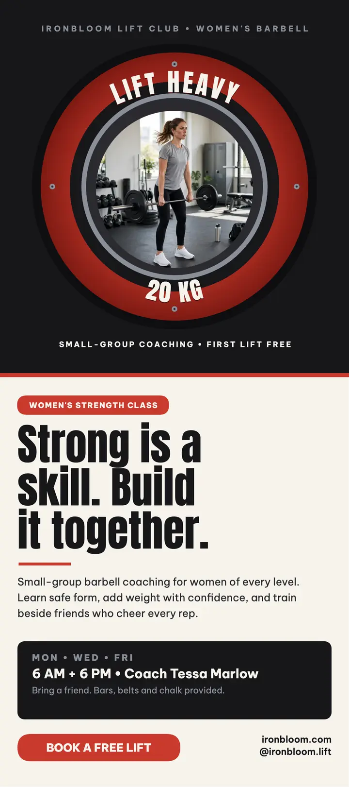 Ironbloom women's strength class plate card template