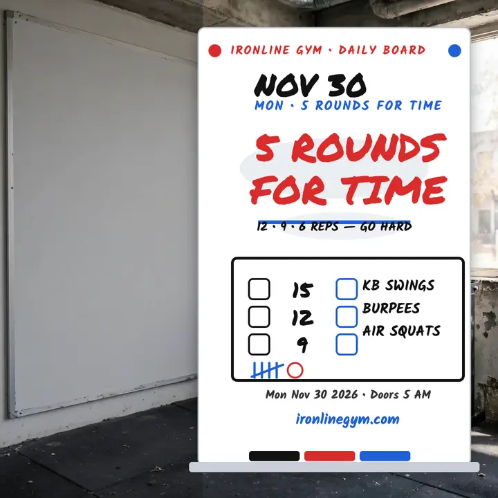 Ironline Gym daily WOD whiteboard template
