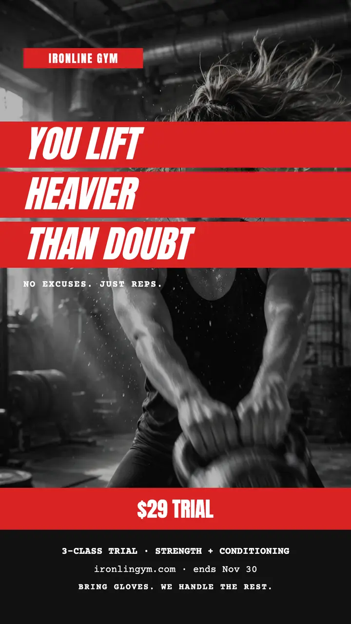 Ironline Gym slogan story promo template