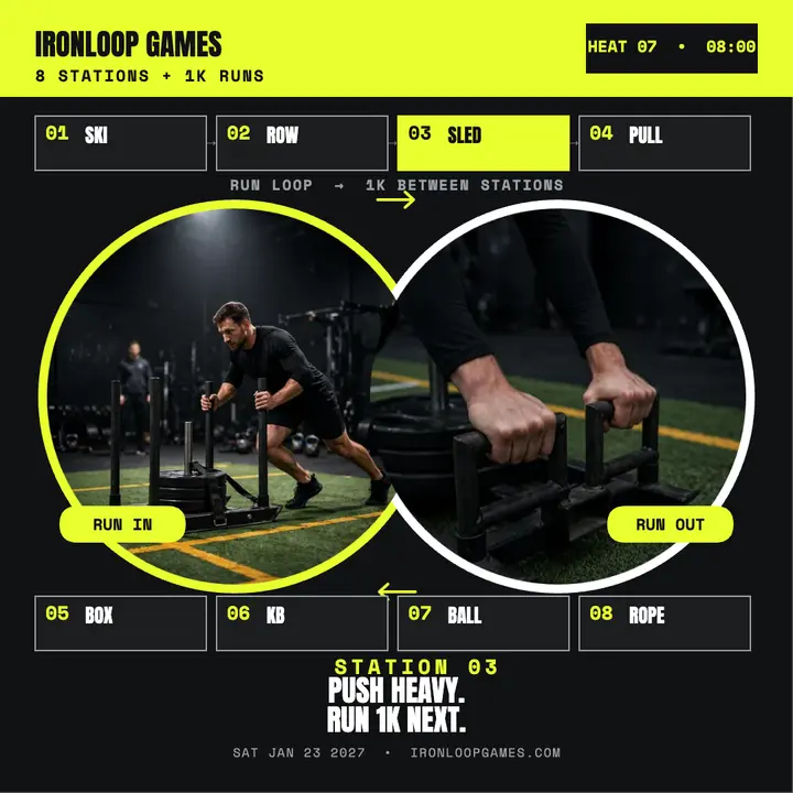 Ironloop Games sled push station post template