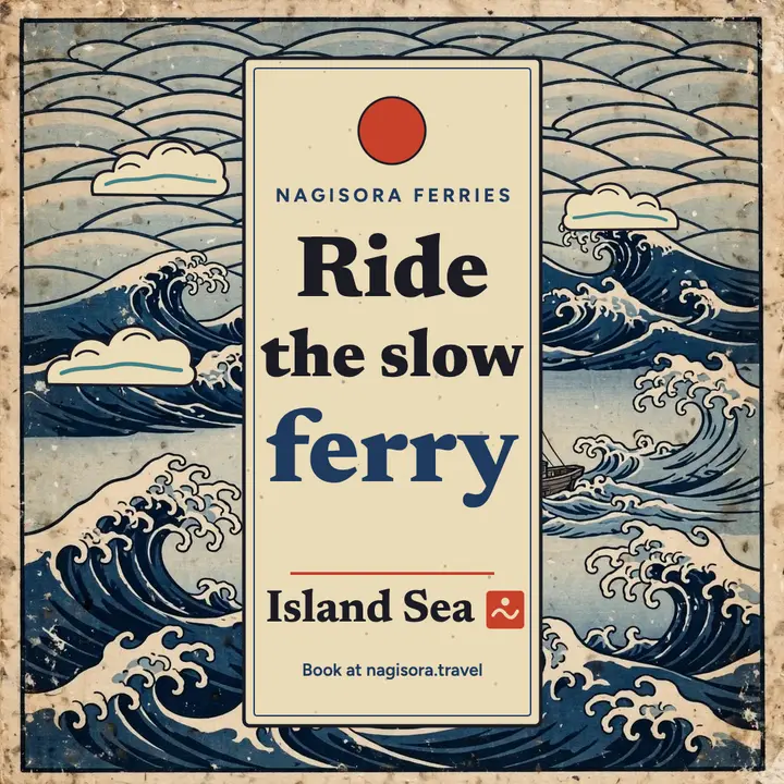 Nagisora Ferries island sea tour woodblock post template